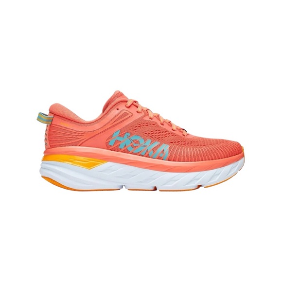 NEW HOKA ONE ONE Womens Bondi 7 Mesh Camellia Coastal Trainers 7 - Picture 2 of 9